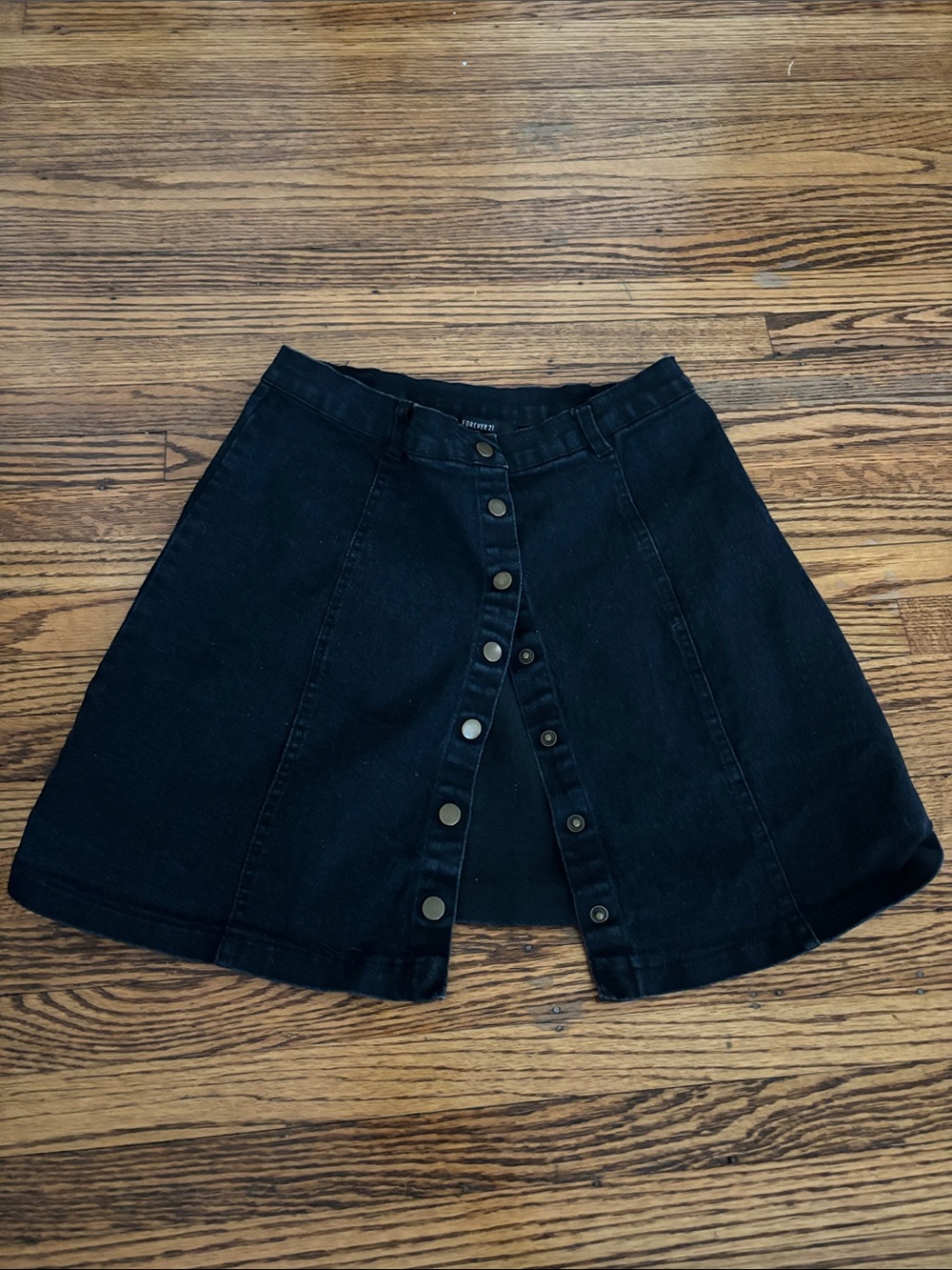 Forever 21 Black Button-Front Skater Skirt